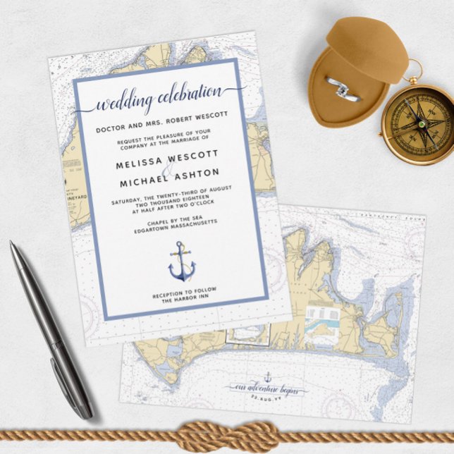 Traditional Nautical Martha's Vineyard Wedding Invitation (Martha's Vineyard Nautical Wedding Invitations)