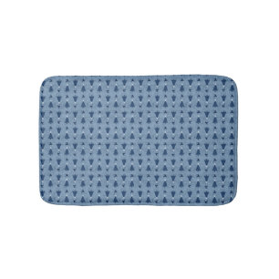 Traditional Navy Blue Christmas Trees & Reindeer Bath Mat