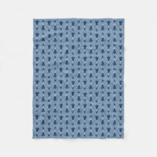 Traditional Navy Blue Christmas Trees & Reindeer Fleece Blanket