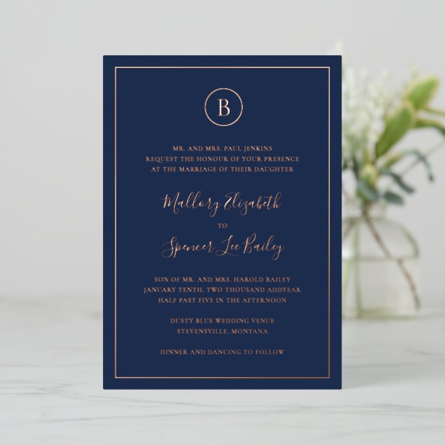 Traditional Navy Blue Elegant Wedding (Standing Front)