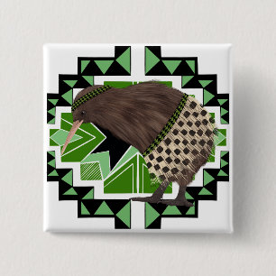 Traditional New Zealand National Bird- Kiwi Bird 15 Cm Square Badge