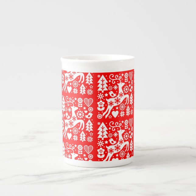 Traditional Nordic Christmas Decor Bone China Mug (Front)