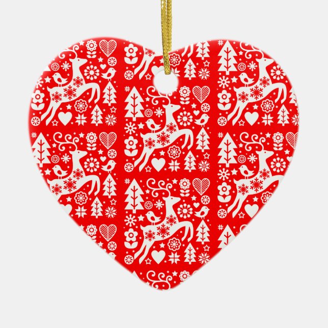 Traditional Nordic Christmas Decor Ceramic Tree Decoration (Front)