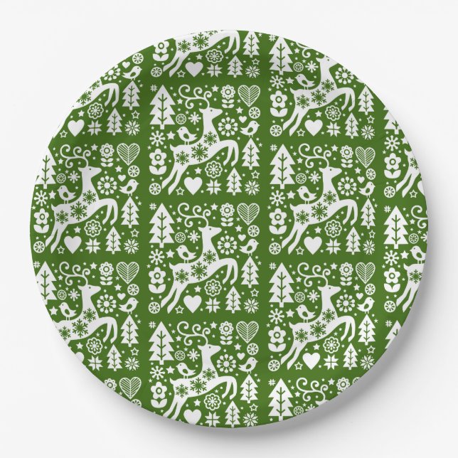 Traditional Nordic Christmas Decor Paper Plate (Front)