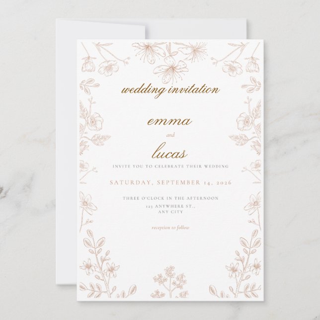 Traditional Norwegian Rosemaling Wedding Invitatio Invitation (Front)