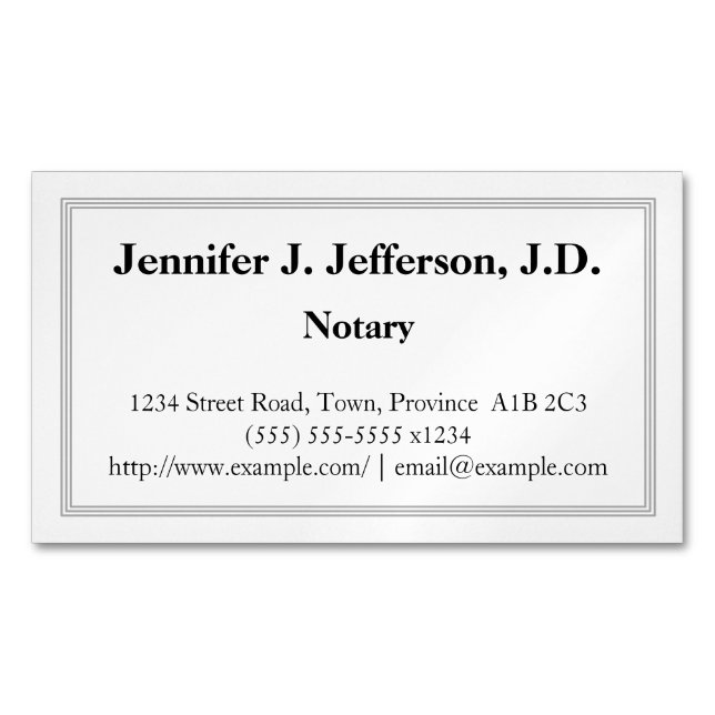 Traditional Notary Magnetic Business Card (Front)