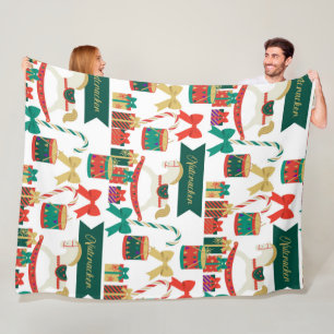 Traditional Nutcracker Ballet Christmas Fleece Blanket