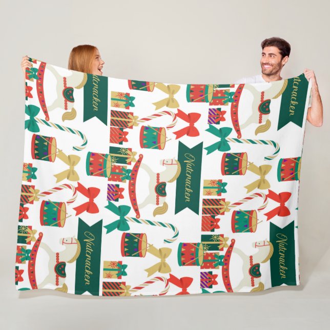 Traditional Nutcracker Ballet Christmas Fleece Blanket (In Situ)