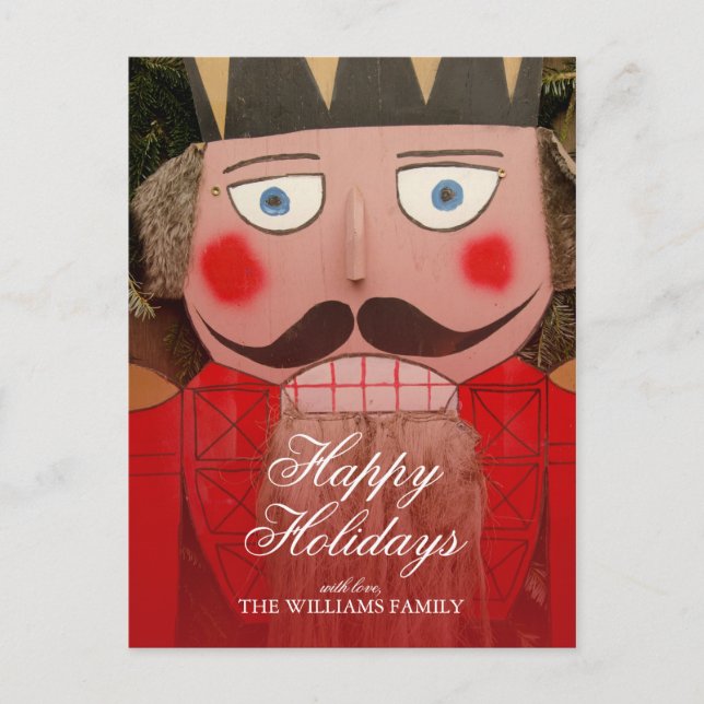 Traditional nutcracker Christmas decoration. Holiday Postcard (Front)