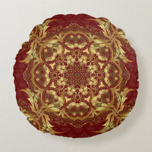Traditional orient ornament on a red background. S Round Cushion