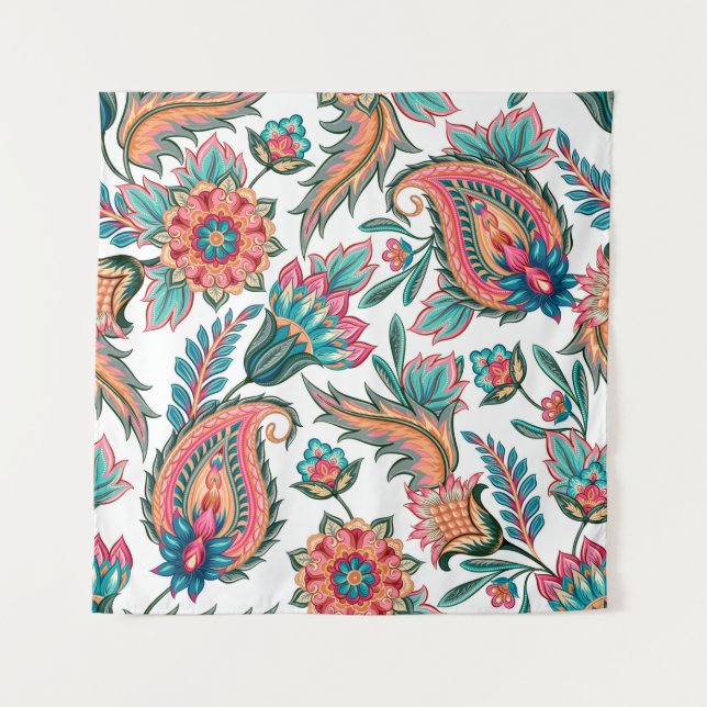 Traditional oriental seamless paisley pattern. Vin Tapestry (Front)