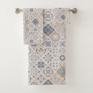 Traditional ornament Portuguese and Spanish Boho  Bath Towel Set