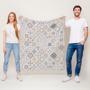Traditional ornament Portuguese and Spanish Boho Fleece Blanket