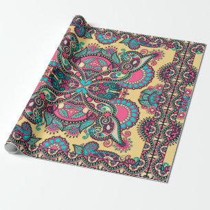 Traditional ornamental floral paisley bandanna. Yo Wrapping Paper