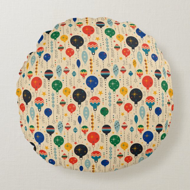 Traditional ornaments Beige orange green Retro Round Cushion (Front)