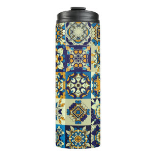 Traditional ornate decorative tiles. Abstract back Thermal Tumbler