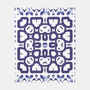 Traditional ornate portuguese azulejo. Vintage sea Fleece Blanket