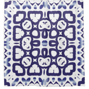 Traditional ornate portuguese azulejo. Vintage sea Shower Curtain
