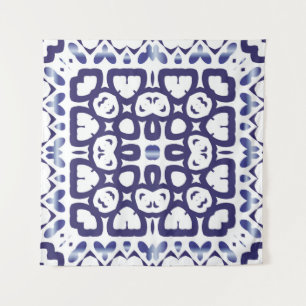 Traditional ornate portuguese azulejo. Vintage sea Tapestry