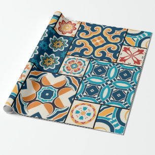 Traditional ornate portuguese decorative colour ti wrapping paper