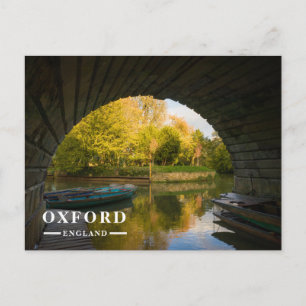 Traditional Oxford Punts Under Magdalen Bridge Holiday Postcard