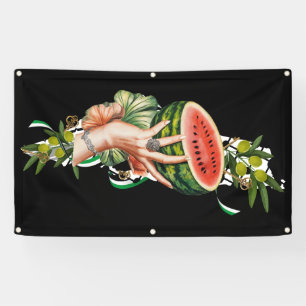 Traditional Palestine elements in palestine map Banner