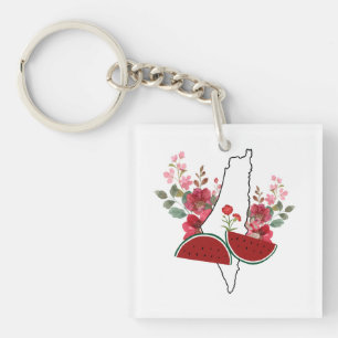 Traditional Palestine elements in palestine map Key Ring