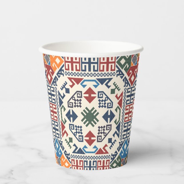 Traditional Palestine Embroidery tatreez boho Paper Cups (Front)