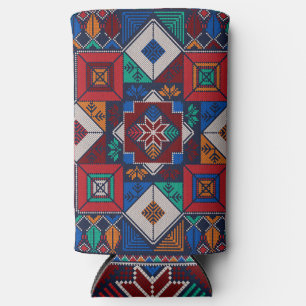 Traditional Palestine Embroidery tatreez  colorful Seltzer Can Cooler