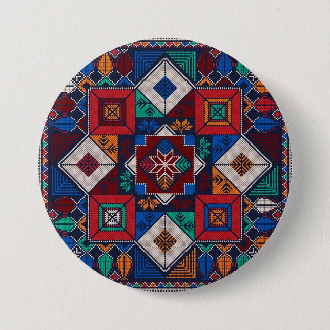 Traditional Palestine Embroidery tatreez  colourfu 7.5 Cm Round Badge (Front)