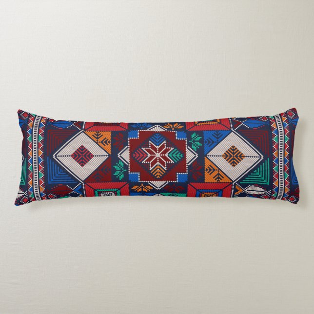 Traditional Palestine Embroidery tatreez  colourfu Body Cushion (Front)