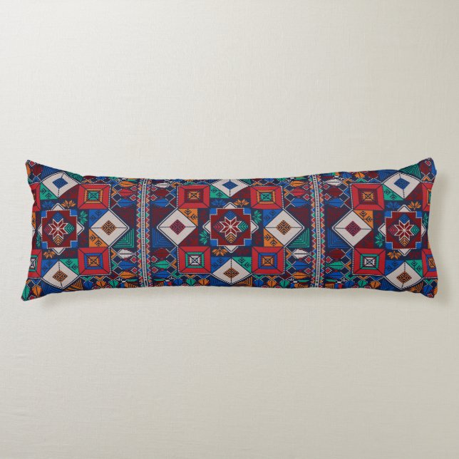 Traditional Palestine Embroidery tatreez  colourfu Body Cushion (Front)