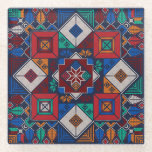 Traditional Palestine Embroidery tatreez  colourfu Glass Coaster<br><div class="desc">This is a trational Palestine Embroidery tatreez colourful Pattern design For Palestinians, Palestine lovers Pro-Palestinian, or, everyone who supports freedom and justice and fights injustice. To all supporters of the just Palestinian cause. Rise and support the liberation of Palestine and Gaza and the establishment of peace in Jerusalem. Designed by...</div>