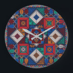 Traditional Palestine Embroidery tatreez  colourfu Large Clock<br><div class="desc">This is a trational Palestine Embroidery tatreez colourful Pattern design For Palestinians, Palestine lovers Pro-Palestinian, or, everyone who supports freedom and justice and fights injustice. To all supporters of the just Palestinian cause. Rise and support the liberation of Palestine and Gaza and the establishment of peace in Jerusalem. Designed by...</div>