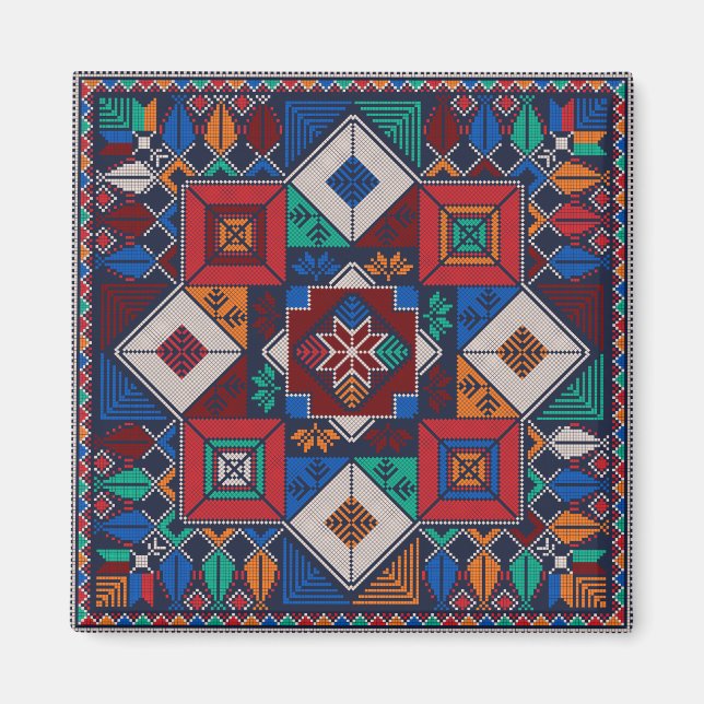 Traditional Palestine Embroidery tatreez  colourfu Magnet (Front)