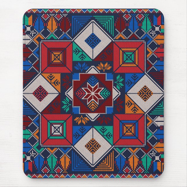 Traditional Palestine Embroidery tatreez  colourfu Mouse Mat (Front)