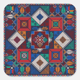 Traditional Palestine Embroidery tatreez  colourfu Square Sticker