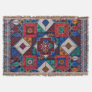Traditional Palestine Embroidery tatreez  colourfu Throw Blanket