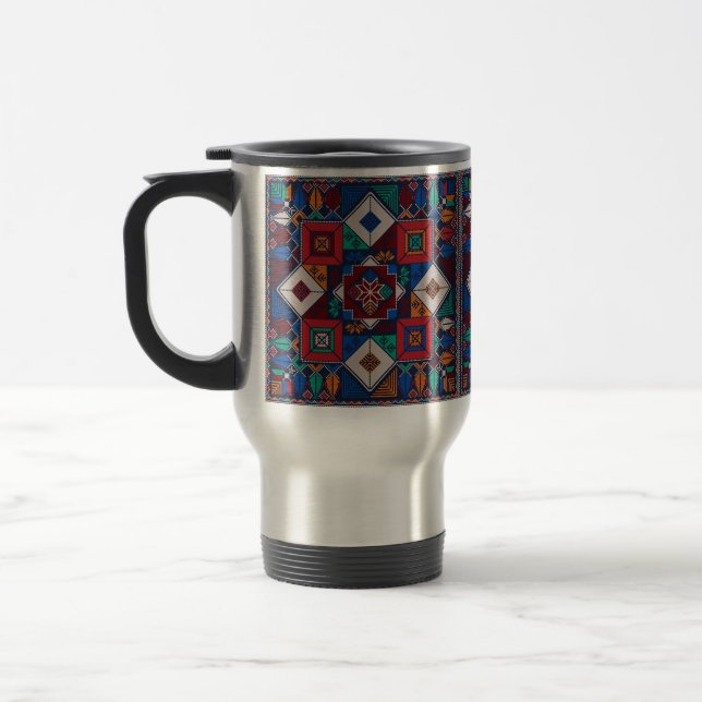 Traditional Palestine Embroidery tatreez  colourfu Travel Mug (Left)