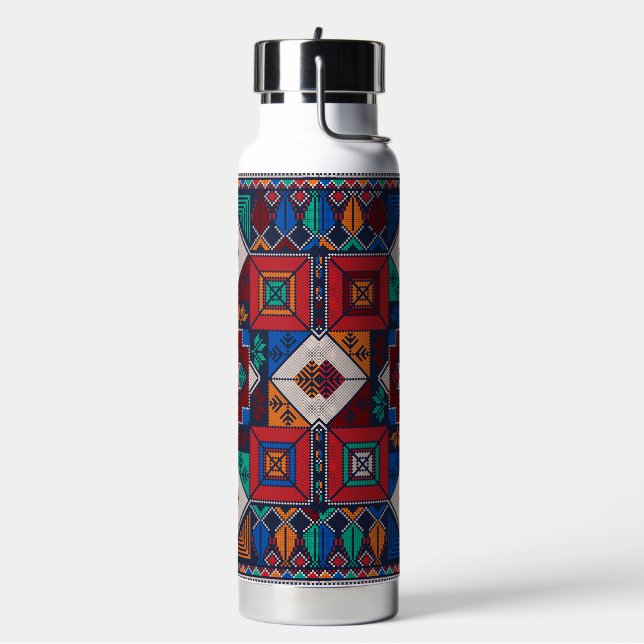 Traditional Palestine Embroidery tatreez  colourfu Water Bottle (Left)