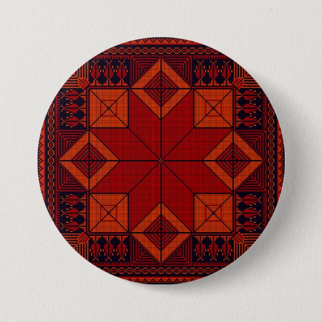 Traditional Palestine Embroidery tatreez Pattern   7.5 Cm Round Badge (Front)