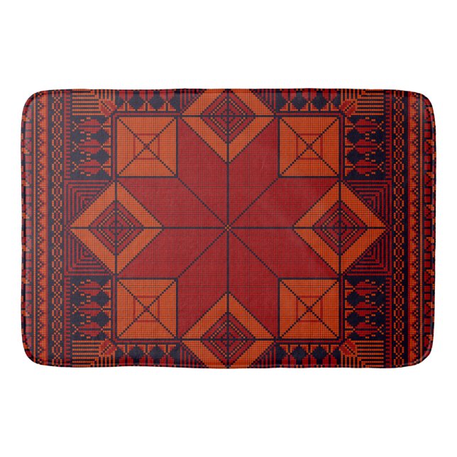 Traditional Palestine Embroidery tatreez Pattern   Bath Mat (Front)