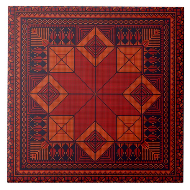 Traditional Palestine Embroidery tatreez Pattern   Tile (Front)