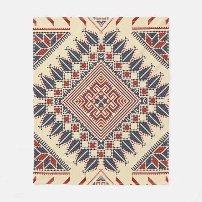 Traditional Palestinian embroidery Fleece Blanket (Front)
