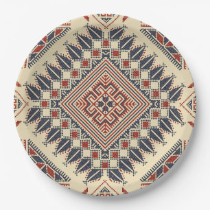 Traditional Palestinian embroidery Paper Plate