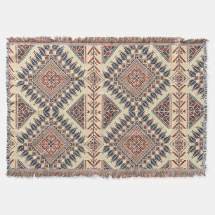 Traditional Palestinian embroidery Throw Blanket
