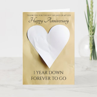 Traditional Paper 1st Anniversary Heart Card