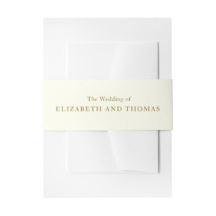 Traditional  personalise gold and ivory wedding invitation belly band