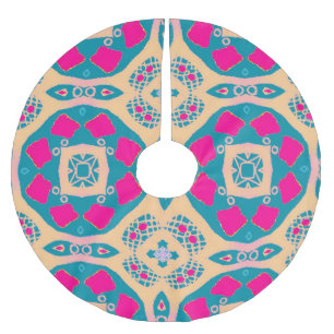 Traditional, Peruvian patchwork, tile pattern Brushed Polyester Tree Skirt