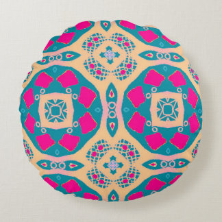 Traditional, Peruvian patchwork, tile pattern Round Cushion